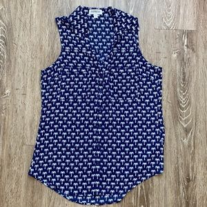 Express Portofino Shirt.Navy with White Palm Trees